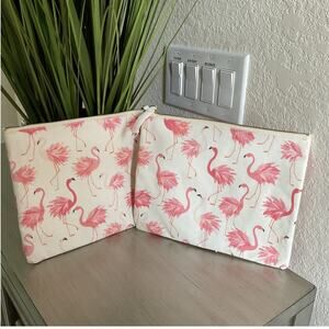Flamingo Pattern Womens Classic Zipper Pouches Set of 2
